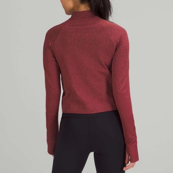 Lululemon Rest Less Cropped Half Zip Mulled Wine Herringbone Fade 2 - Picture 15 of 16